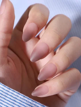 Shein - 24pcs Short Almond-Shaped Gradient Brown Matte False Nails With Nail File, 1pc Jelly Glue & 1pc Adhesive Tape