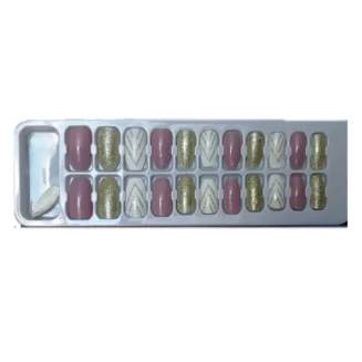 Beauty Tools- French Nails - Designed Stick on Nails (PWG) 22pcs