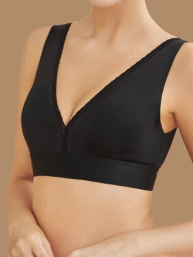 Shein - Finetoo Plain Lace Trim Wireless Bra