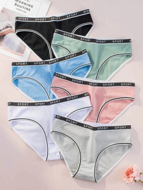 Shein - 6-Piece Ribbed Stripe Briefs Set