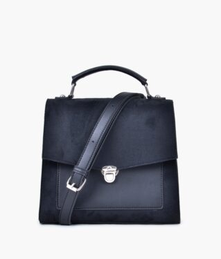 RTW - Black suede push-lock messenger bag